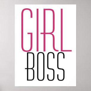 Poster Menina Chefe Tipografia Rosa Preta
