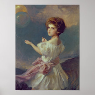 Póster Menina com balões