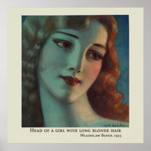 Poster Menina com cabelo louro longo por Wladyslaw Benda