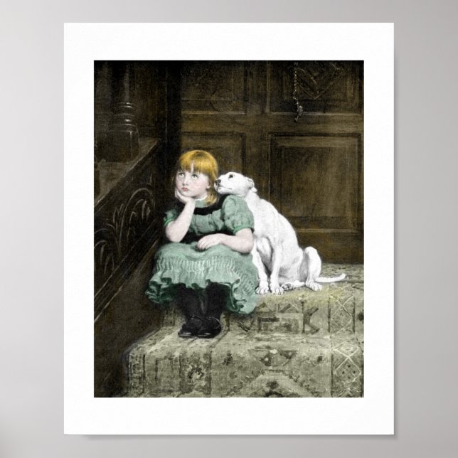 Póster Menina Com Cachorro Branco (Frente)