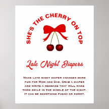 Menina com Cereja no Top Chá de Bebê Fraldas Notur