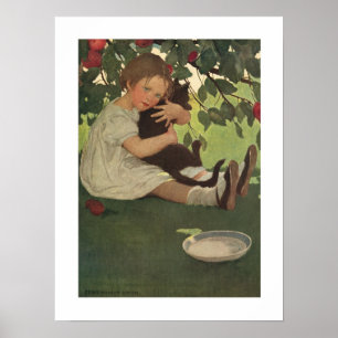 Póster Menina com gatinho