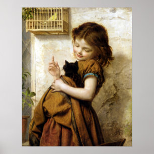 Poster Menina com gatinho, Sophie Anderson