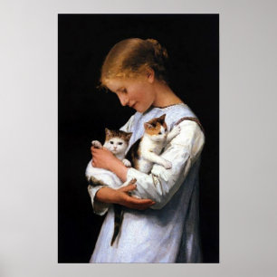 Póster Menina com gatinhos, Albert Anker