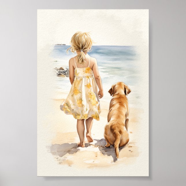 Poster Menina com labrador (Frente)
