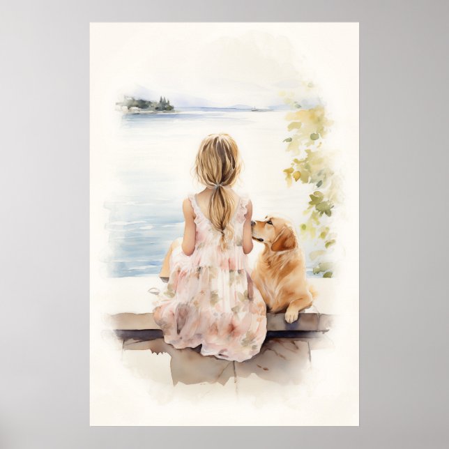 Poster Menina com labrador (Frente)