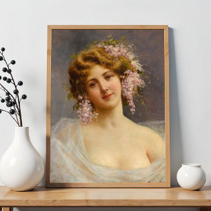 Poster Menina com Lilases, Arte de Achille Beltrame