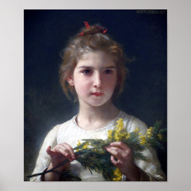 Poster Menina com Mimosa, Bouguereau (Frente)