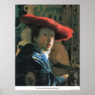 Póster Menina com o chapéu vermelho por Johannes Vermeer