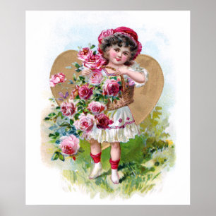 Póster Menina com rosas