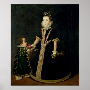 Póster Menina com um anão, provavelmente um retrato