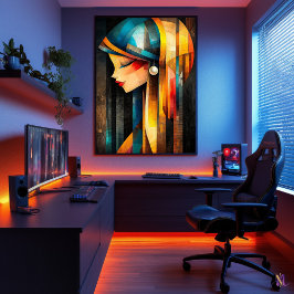 Poster Menina com um brinco de pérolas - Minimalista Cubi