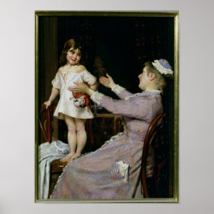 Póster Menina com uma boneca e sua enfermeira, 1896