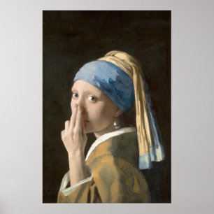 Poster Menina com uma Pérola e um Cheiro Ruim no Banheiro