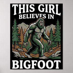Poster menina crente de pé grande sasquatch floresta crip