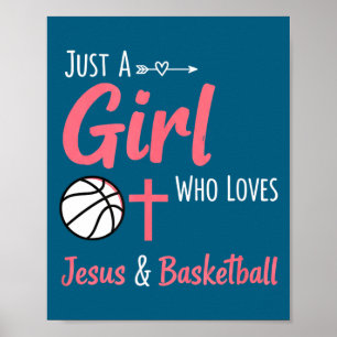 Poster Menina Cristã Ama Jesus Basquete Cristão