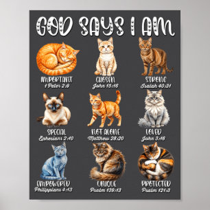 Poster Menina Cristã Deus Diz Que Eu Sou Gata Jesus Fé Bí