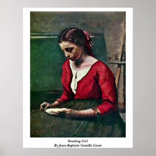Póster Menina da leitura por Jean-Baptiste Camilo Corot