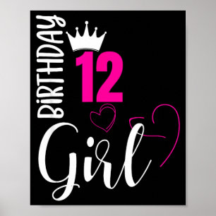 Poster menina de 12 anos de aniversário feliz aniversário