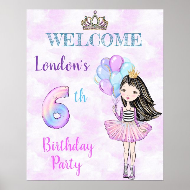 Poster Menina de 6 anos de idade Princesa Lavanda Turques (Frente)