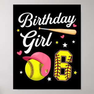 Poster Menina de 6 Anos de Idade Suave Sexto Aniversário 