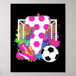 Poster Menina de 7 Anos de Idade Festa de Aniversário de 