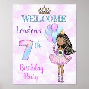 Poster Menina de 7 anos de idade Princesa Afro-Americana