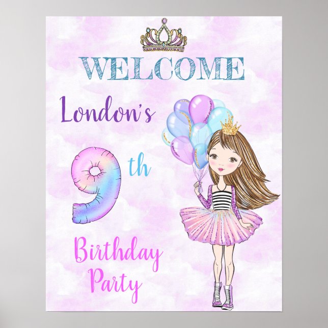 Poster Menina de 9 anos de idade Princesa Lavanda Turques (Frente)