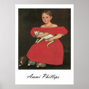 Poster Menina de Ammi Phillips no vermelho com seus gato