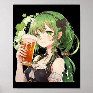 Poster Menina de animação bonita Dia de São Patrício Kawa