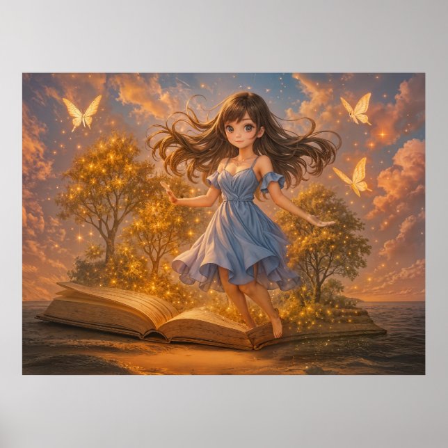 Poster Menina de animação com poderes de livro mágico (Frente)