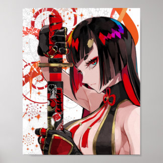Poster Menina de animação Samurai