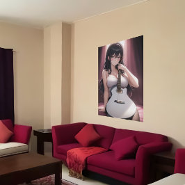 Poster Menina de animação segurando uma guitarra | Arte A