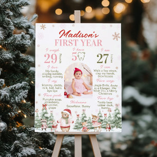 Poster Menina de Animais da Floresta de Inverno Foto de A