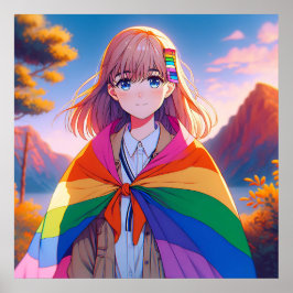 Poster Menina de anime com LGBTQIA+ Cabo