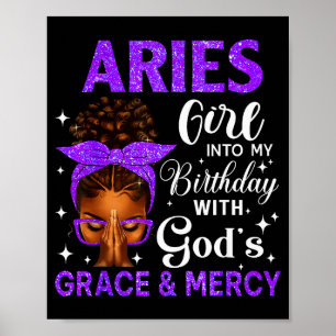 Poster Menina de Áries Fazendo Aniversário Mulheres Negra