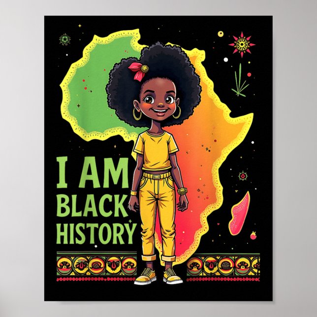 Poster Menina de Borboleta Afro-Americana do Mês da Histó (Frente)