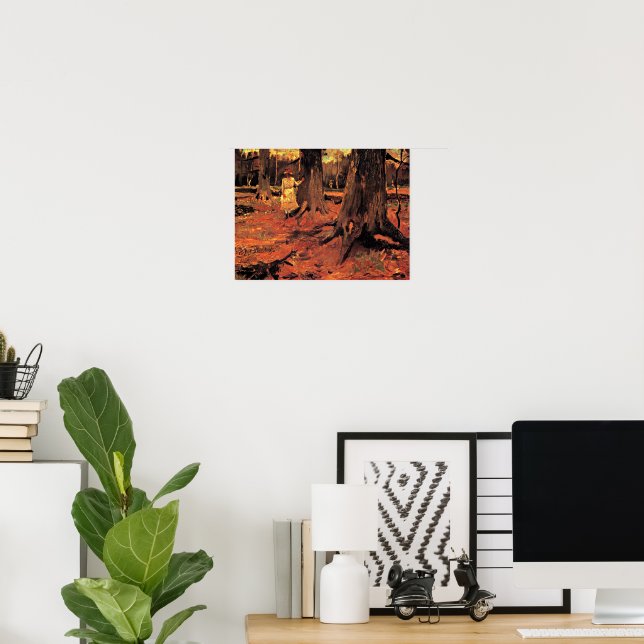 Poster Menina de Branco nos Bosques (Escritório em casa)