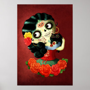 Poster Menina de Catrina do mexicano de Diâmetro de Los