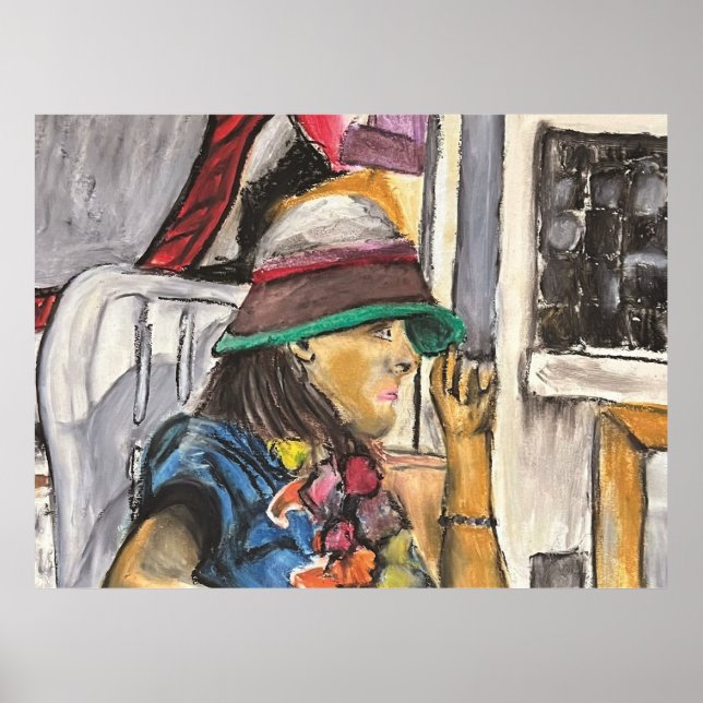 Poster Menina de Chapéu Vibrante (Frente)
