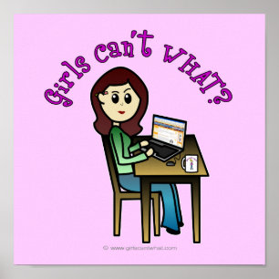 Póster Menina de Computador Claro