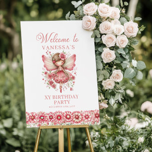 Poster Menina de Conto de Fadas Cumprimentos de Aniversár