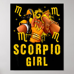 Poster Menina de Escorpião Aniversário Mulher Negra Salto