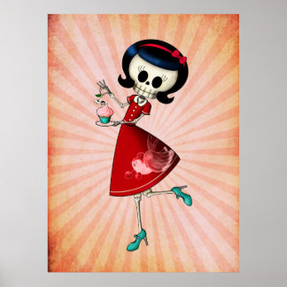 Poster Menina de esqueleto doce e assustadora