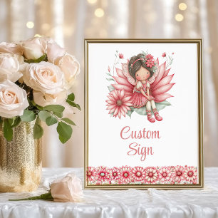Poster Menina de Fada Elegante Rubor Floral Aniversário P