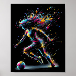 Poster Menina de Futebol Jogadora de Futebol Fã de Esport