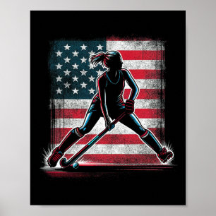 Poster Menina de Hóquei em Campo EUA Estados Unidos da Am