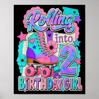 Poster Menina De Patins De Rodas Fazendo 2 Anos 2º