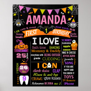 Poster Menina de sinais de quadro de aniversário do Hallo