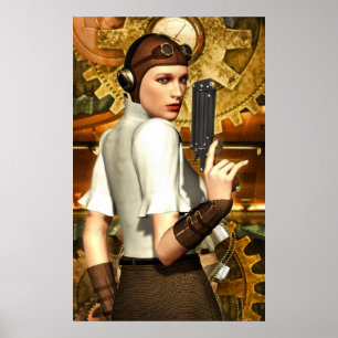 Poster Menina de Steampunk